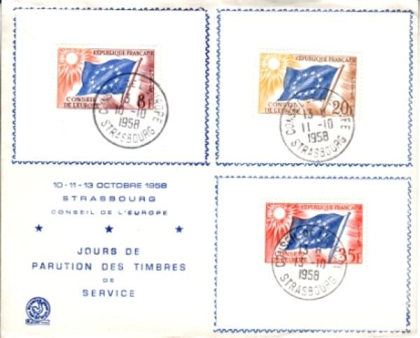 F FDC Dienstmarken 02 + 03 + 05 ● - 1958